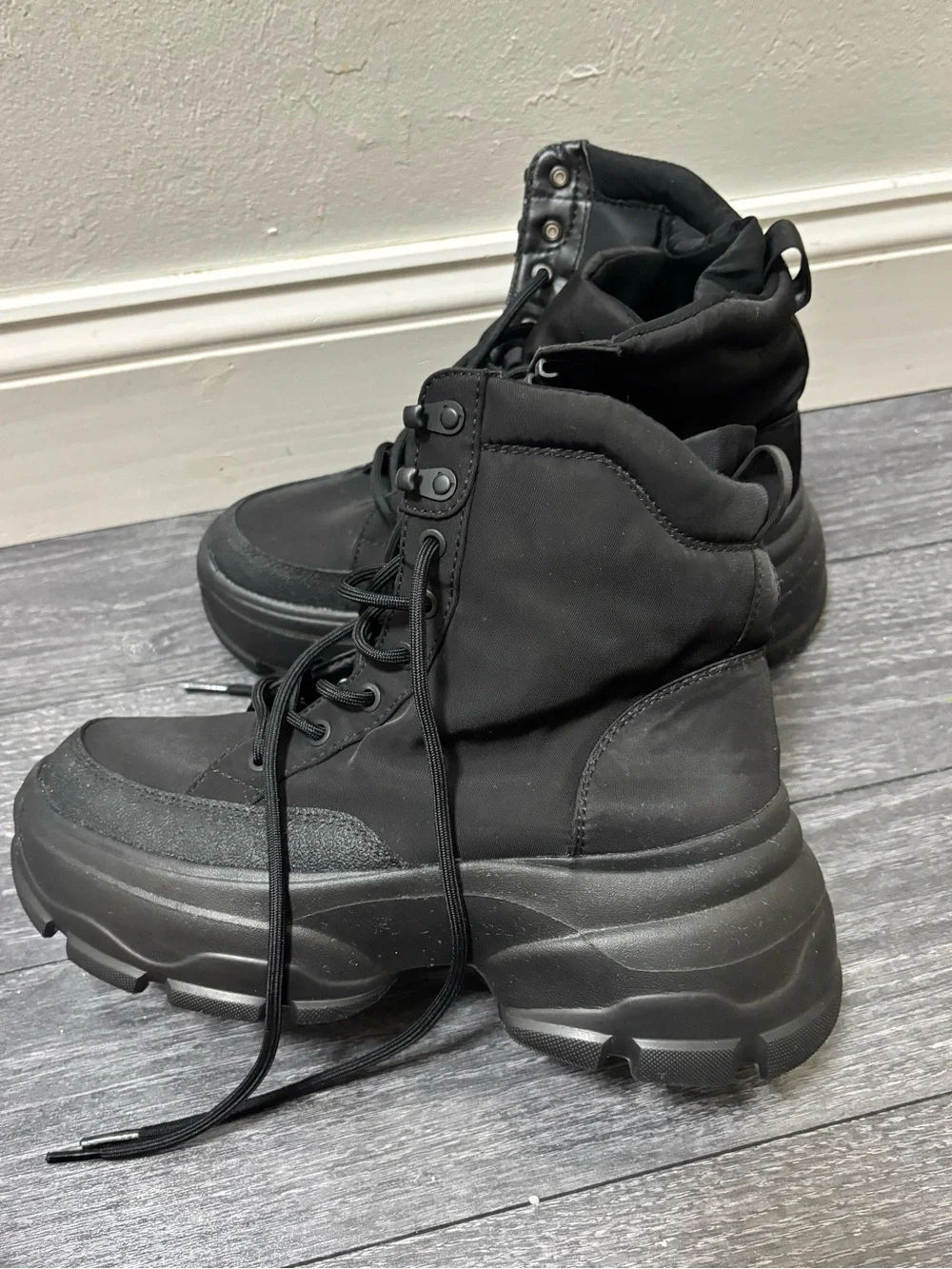 Women’s Zara black chunky combat lace up boots